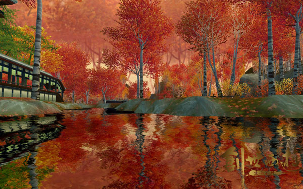 分享创世西游帮派场景 枫醉影疏随意拍