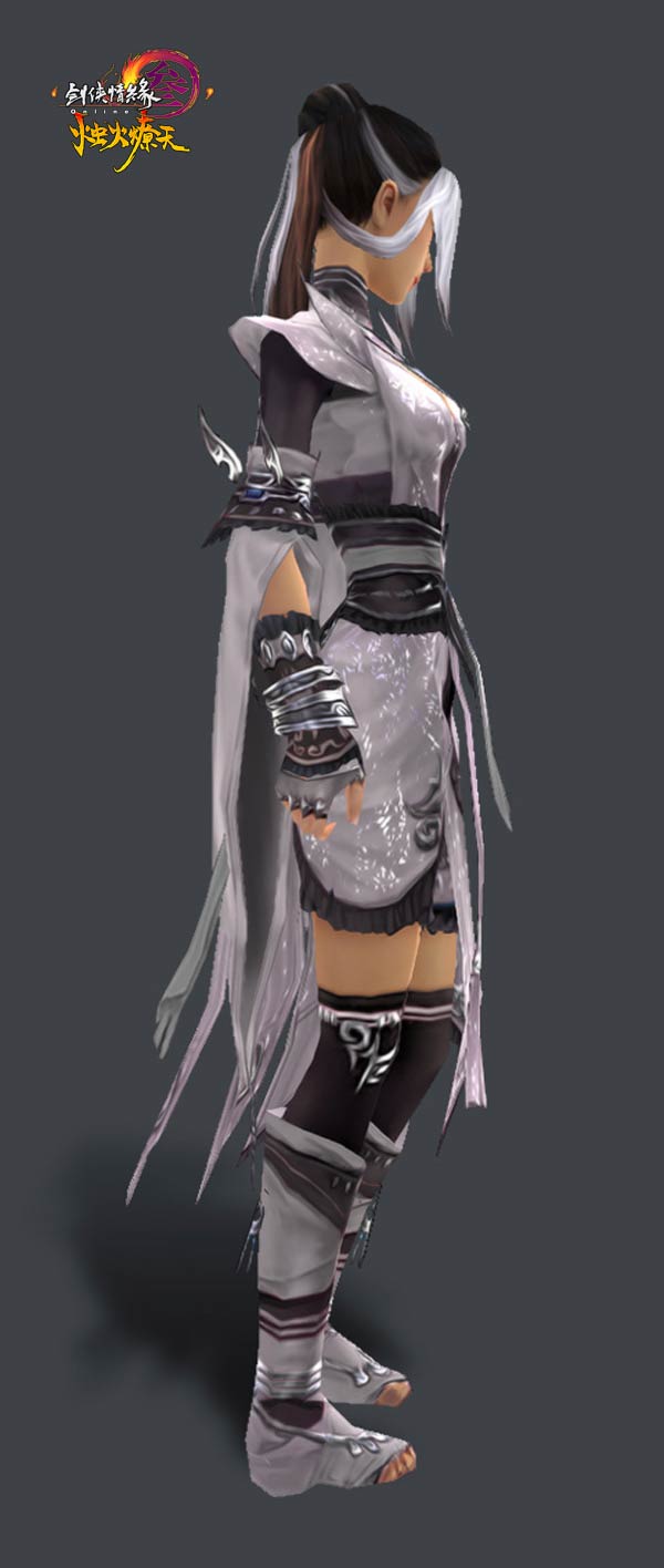 全新白发标女侧面