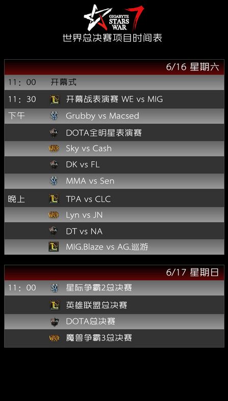 SW7r电竞盛典赛事日程表