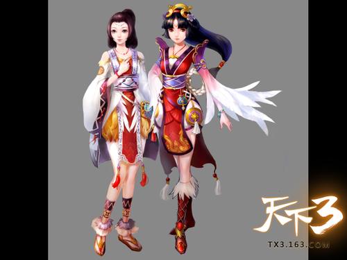 《天下3》落日神箭转世灵曦与青灯教教主可芯角色原画预览