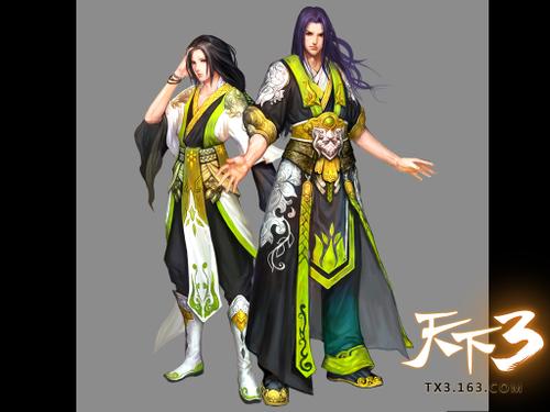 《天下3》冰心堂毒王伏枫和冰心毒派少年长老清时原画预览