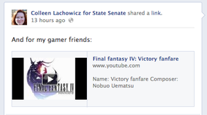 Lachowicz获选后更新了自己的Facebook