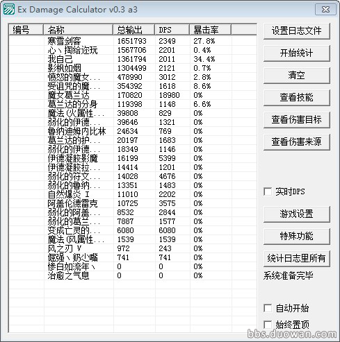 永恒之塔伤害统计插件EDCv0.3a3秒伤版