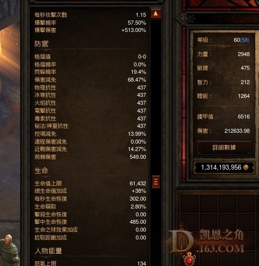 角色属性（带林登3暴击）