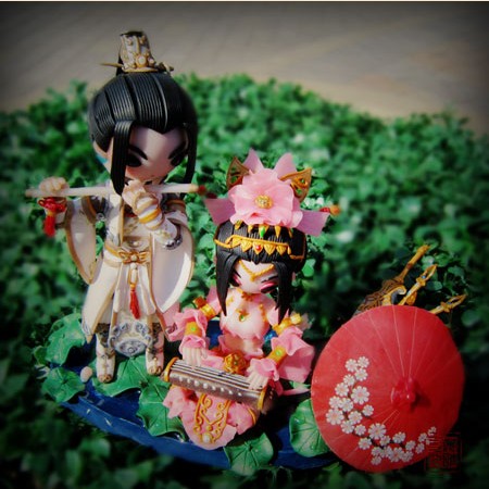 莞晴可儿手工软陶 西湖二人转的琴箫合奏