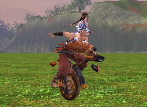 《剑网3》独轮木马双人同骑动态演示图