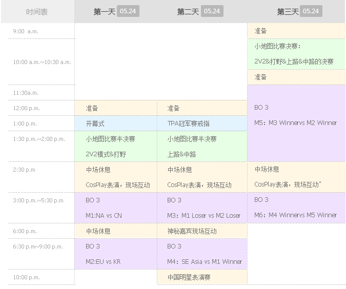 全明星详细赛程公布 5.24日13:00开幕