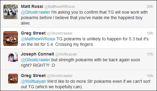 战士双持长柄武器美梦泡汤 5.3暂不会实现