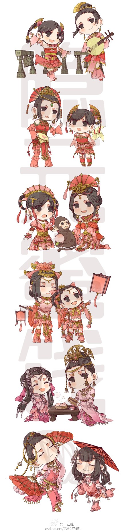 Q版七秀贺新年 剑网3手绘七秀校服欣赏