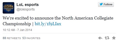 拳头出资10万美元举办北美大学冠军联赛