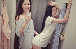 刺激突然变味了 妹子试衣间玩起拉拉