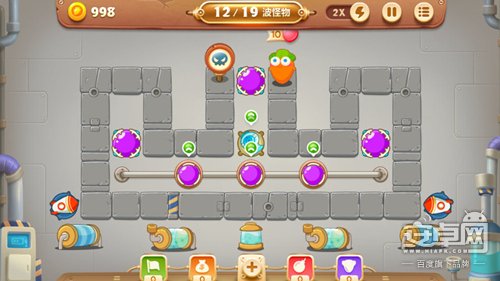 保卫萝卜3工厂地图第18关金萝卜攻略