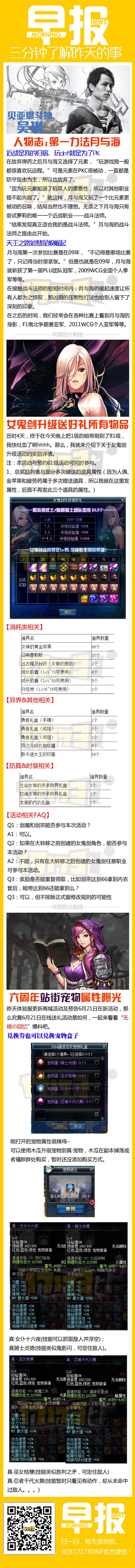 【DNF早报06.12】六周年站街宠物属性已遭和谐