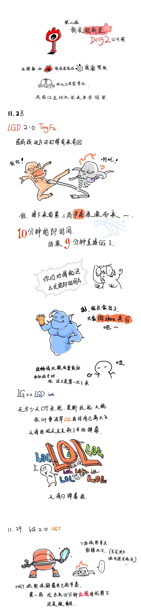 新浪超新星DOTA2公开赛11月30日漫画战报