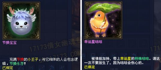 倩女幽魂新增萌宠：节操宝宝和幸运星咕咕