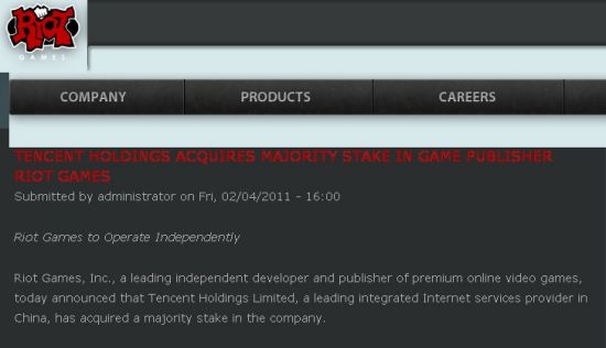 Riot Games官网公告