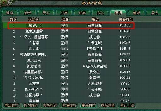 倩女幽魂诸神之战第一奶爸 极品装备秀
