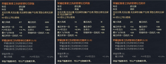 永恒之塔 荣耀征服者系列首饰属性详解