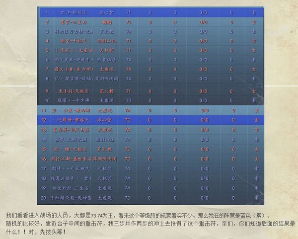 明净八度 天下3新战场70-74级翎羽测试