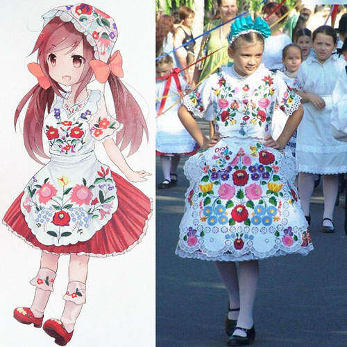 各国《民族服装图鉴》也萌化　真人版服饰对比图参上（WOOOO~）