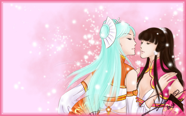 天龙八部时装手绘之清风怡江(粉红,亮桔)