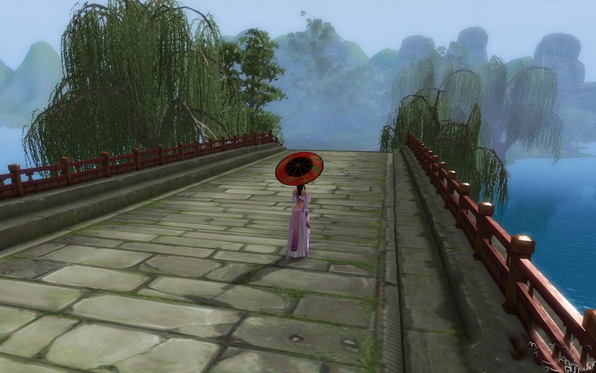 笑傲江湖ol余杭美图 窗映红霞搭配凌波美